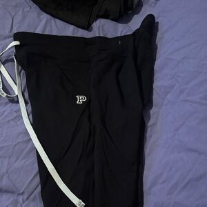 Pink Black Sweatpants with White Drawstring
